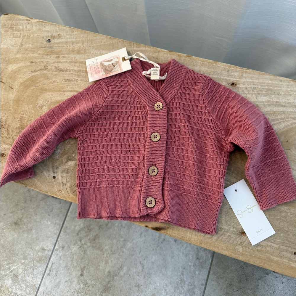 Jessica Simpson Baby Knit Cardigan | Textured Button-Front Sweater | NWT 0–3M